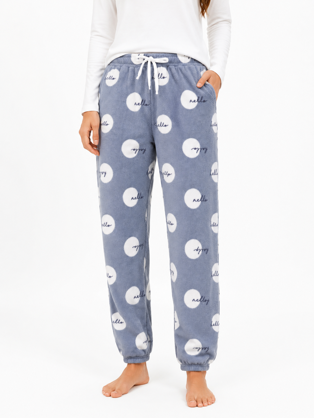 Grey with White Polka Dot Winter PJ Pants