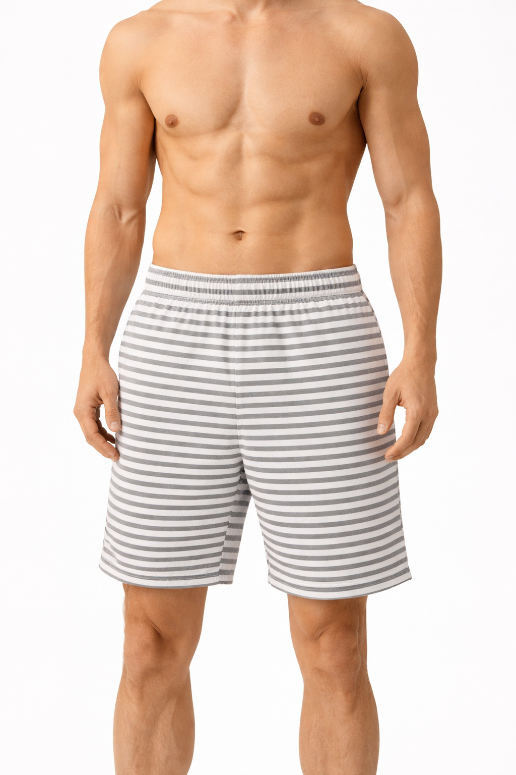 White & Grey Striped Sleep Short