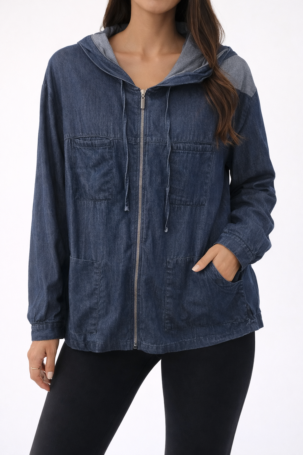 Lightweight Hooded Denim Jacket