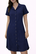 Navy Button Down Dress