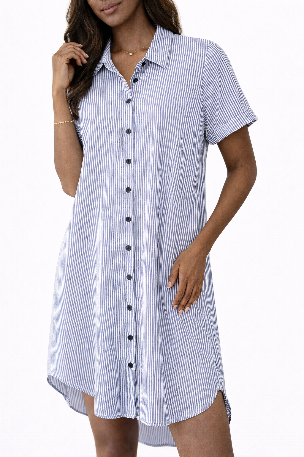 Striped Navy Button Down Dress