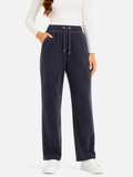 Navy Blue Velvet Cuffed Joggers