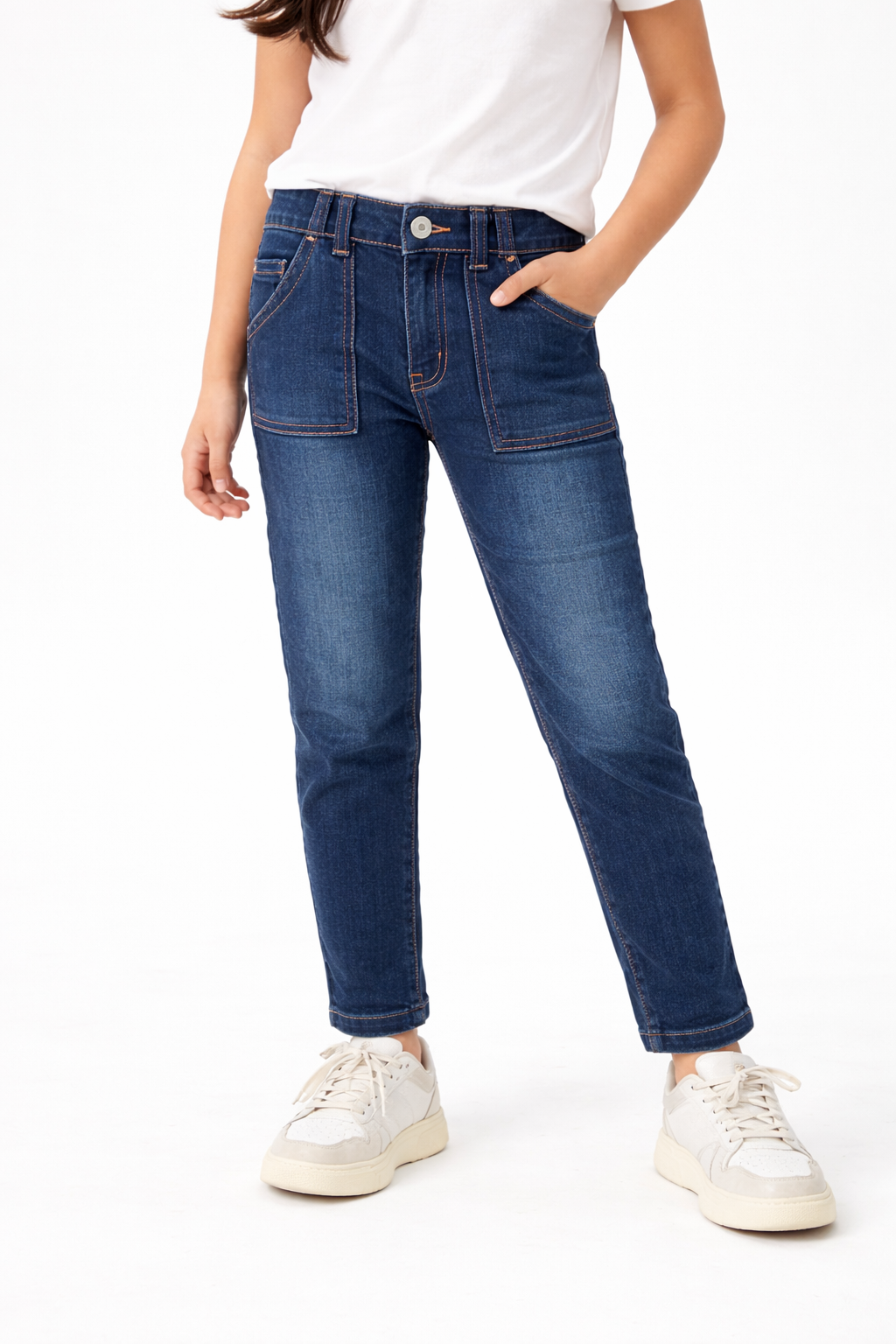 Girls Straight-Leg Utility Jeans