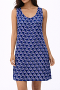 Blue, White & Pink Patterned Summer Dress
