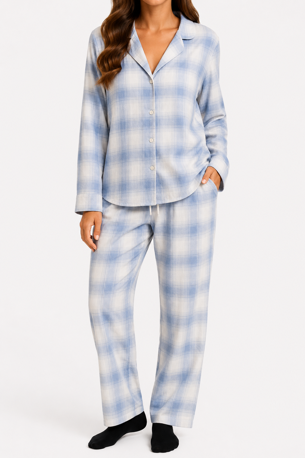 Powder Blue Plaid Winter PJ Set