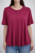 Burgundy Short-sleeve Blouse