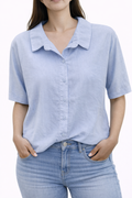 Light Blue Button-Up Blouse