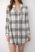 Black and White Plaid Pajama Shirt Dress