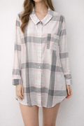 Pink and Grey Plaid Pajama Shirt Dress