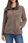Brown soft fleece zip-up jacket