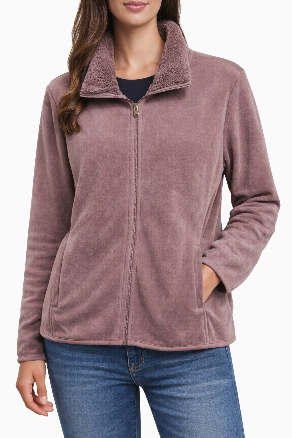 Dusty Pink Soft Fleece zip-up Jacket