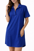 Cobalt Blue Casual Notch-neck Dress