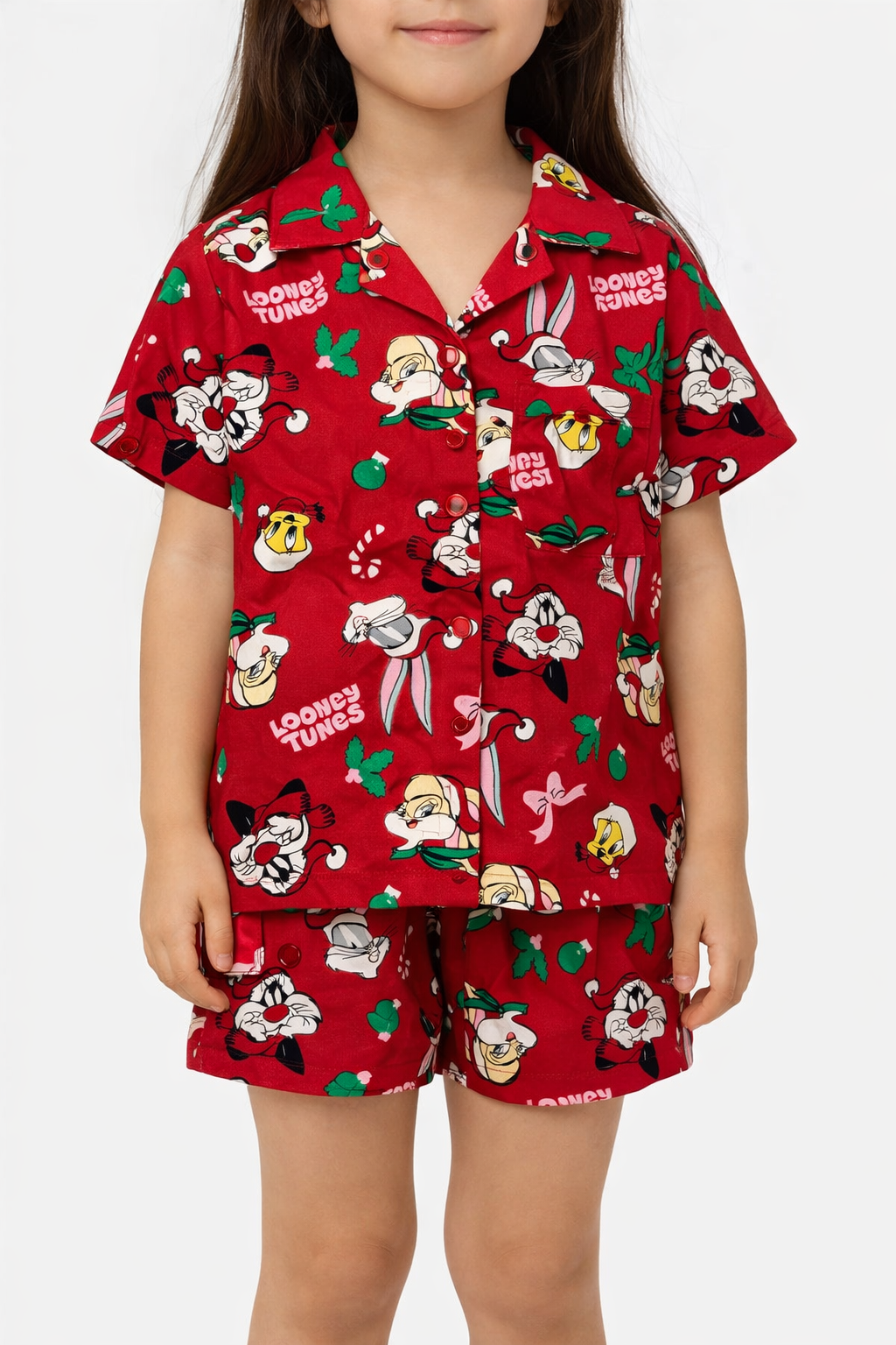 Red Cartoon Theme Pajama Set
