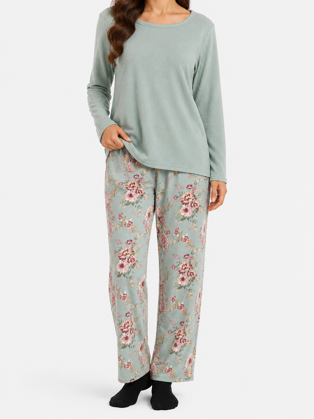 Soft Mint Floral Winter PJ Set