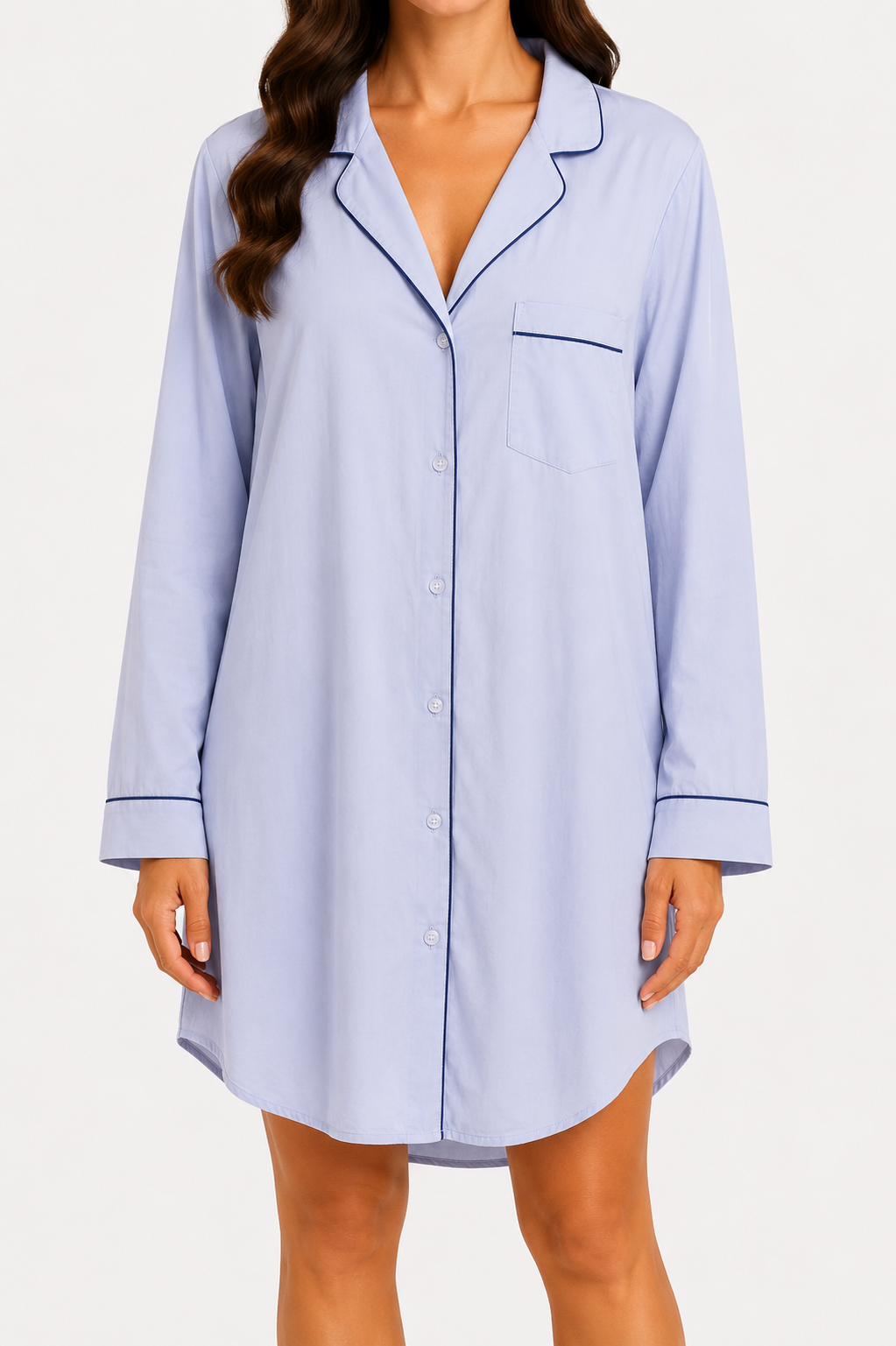 Powder Blue Button-Up Sleep Shirt