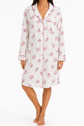 White Floral Button-Up Sleep Shirt