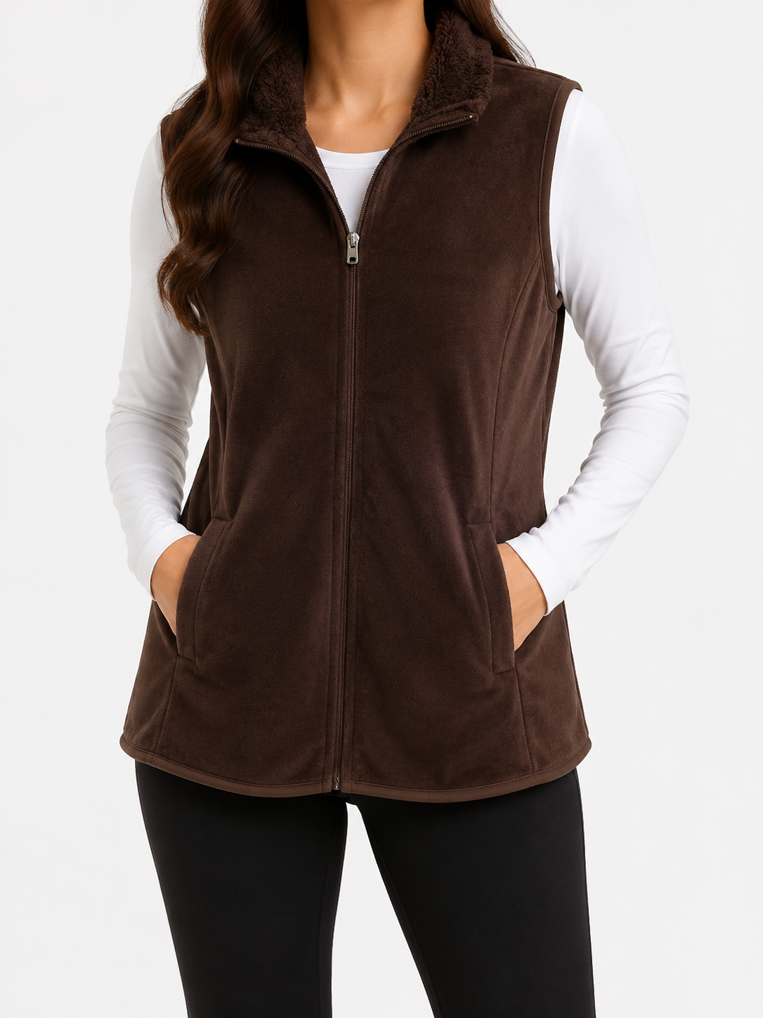 Plum Zip-Up Sherpa Vest