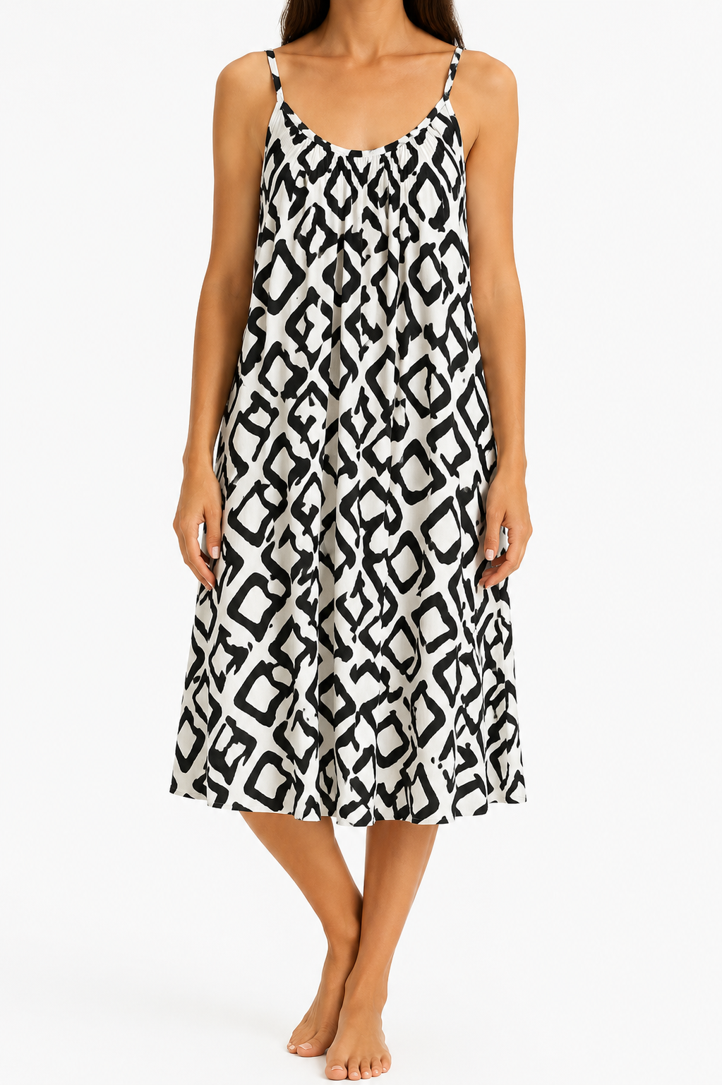 White & Black Casual Summer Dress