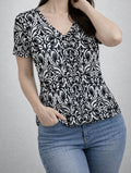 Black & White V-Neck Top