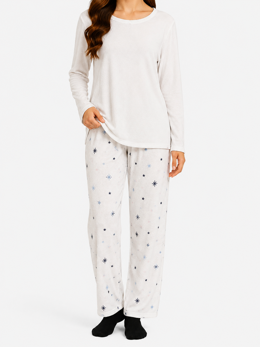 Soft White Star Print PJ Set
