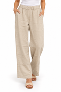 Classic Beige Wide-Leg Linen Pants