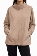 Beige Woven Zip Through Jacket