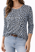 Black, Blue and White Floral Top