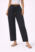 Black Relaxed Fit Linen Pants