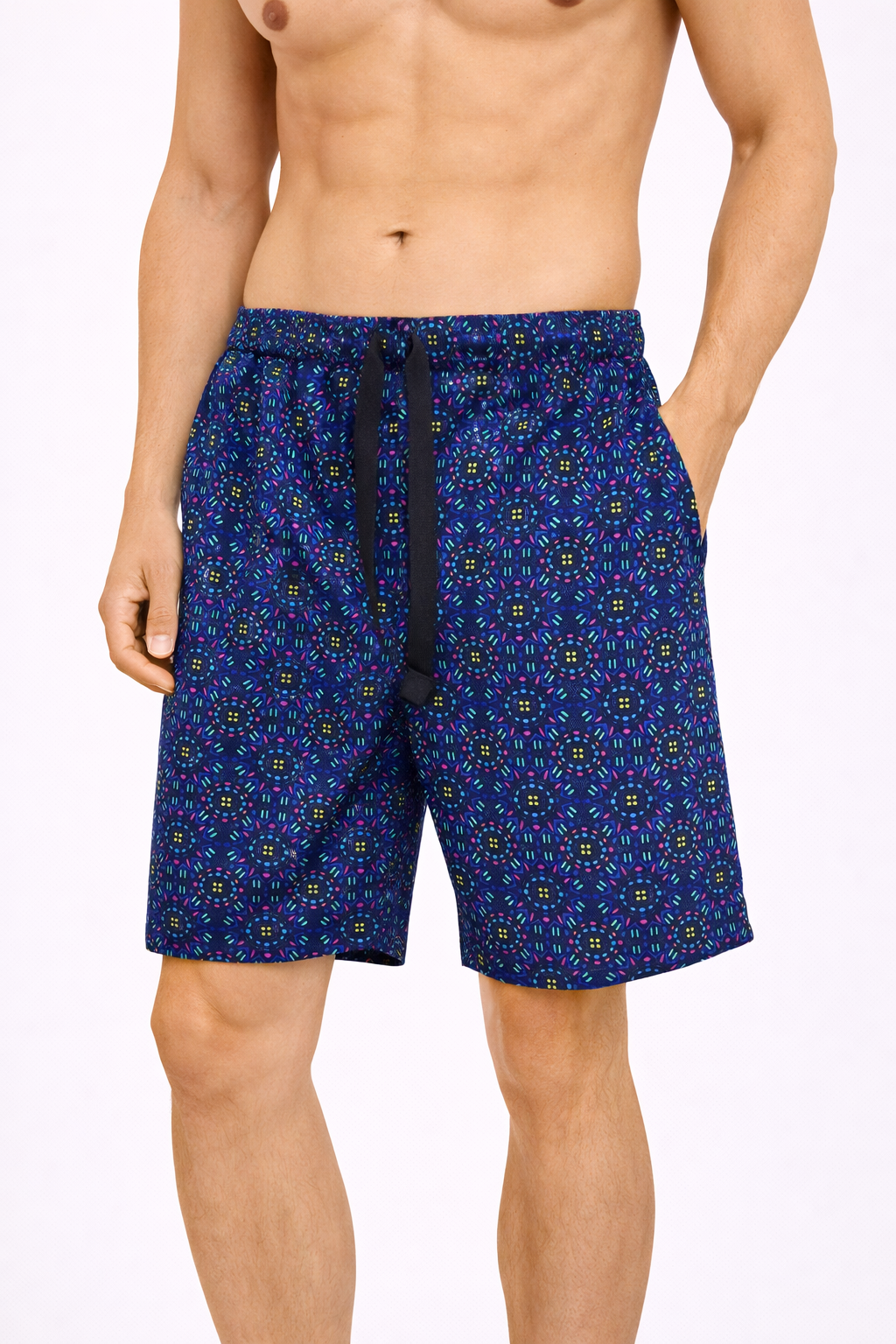 Blue Multicoloured Pattern Sleep Short