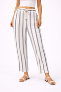 Blue & White Striped Relaxed Fit Linen Pants