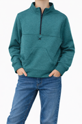 Teal Green Boys Quarter-Zip Pullover Jacket