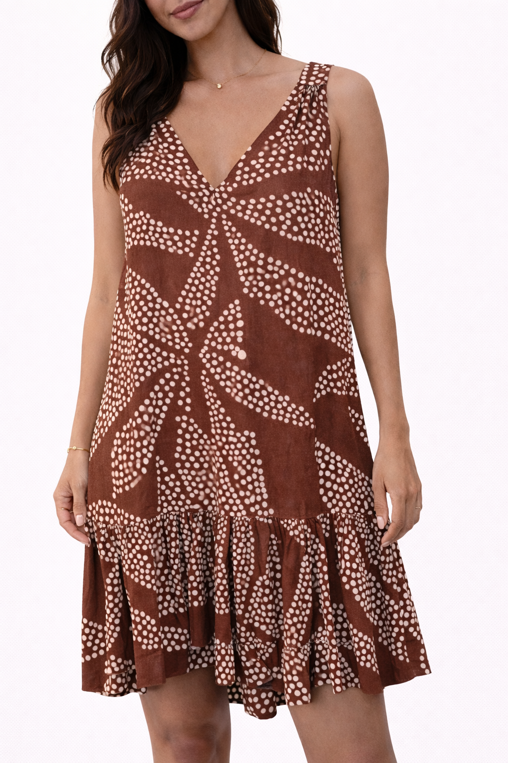 Brown Printed Summer Dress