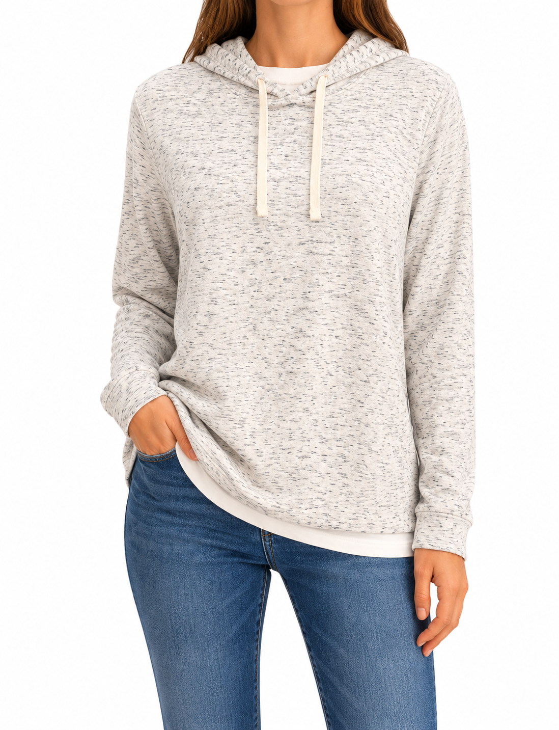 Grey Lightweight Hooded Long-Sleeve Top