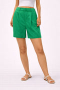 Emerald Green Linen Shorts