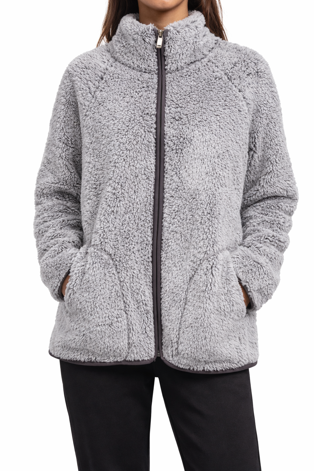 Grey Sherpa Fleece Jacket