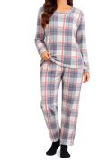 Grey & Pink Check Winter PJ Set
