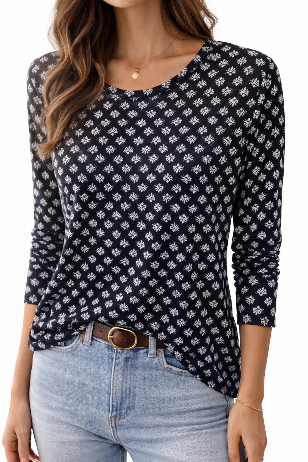 Black Patterned Long Sleeve T-Shirt