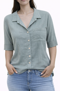 Dusty Green Button-Up Blouse