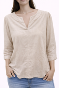 Cream Notch-Neck Blouse