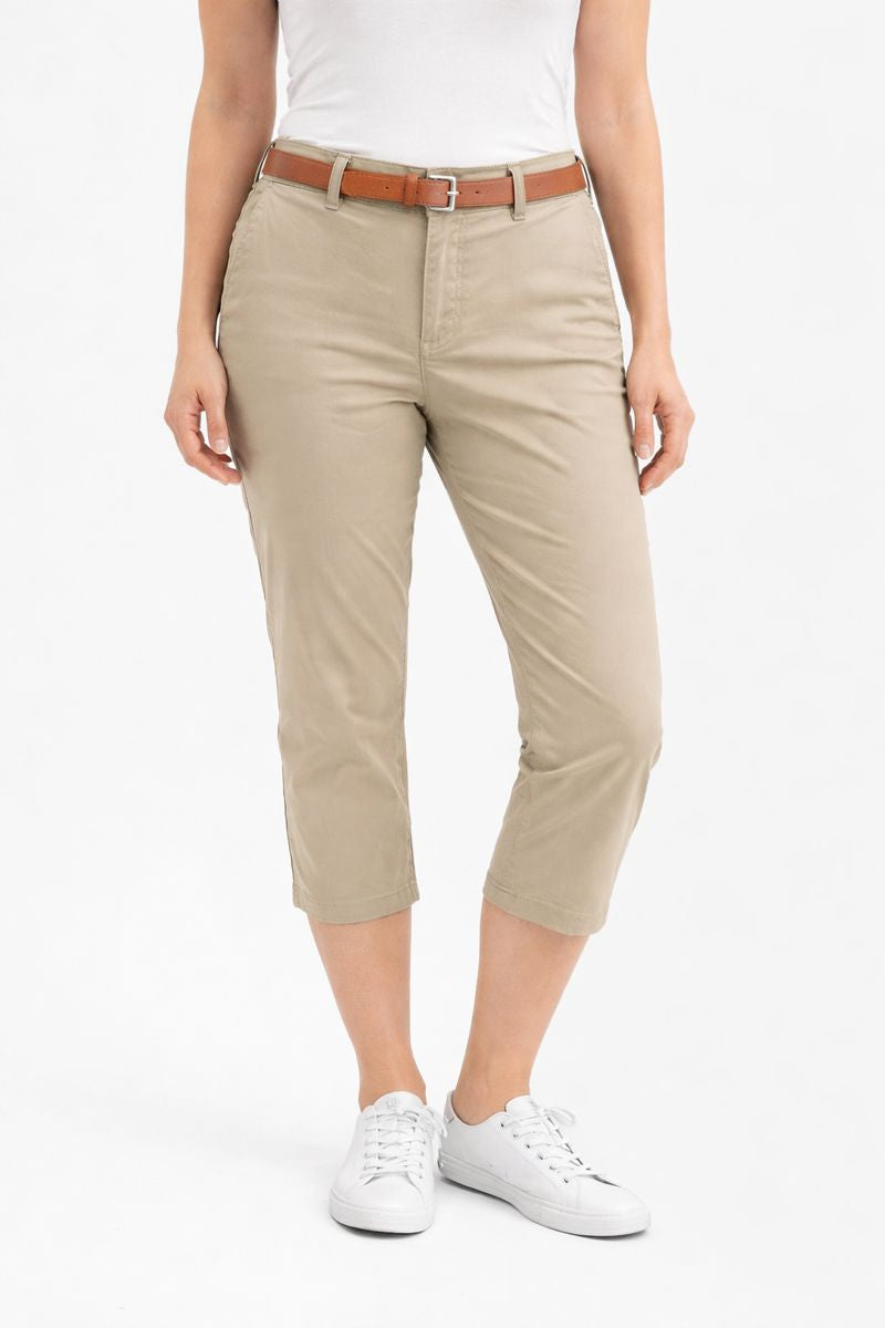 Beige Cropped Chino Pants
