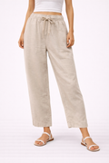 Beige Casual Straight-leg Pants