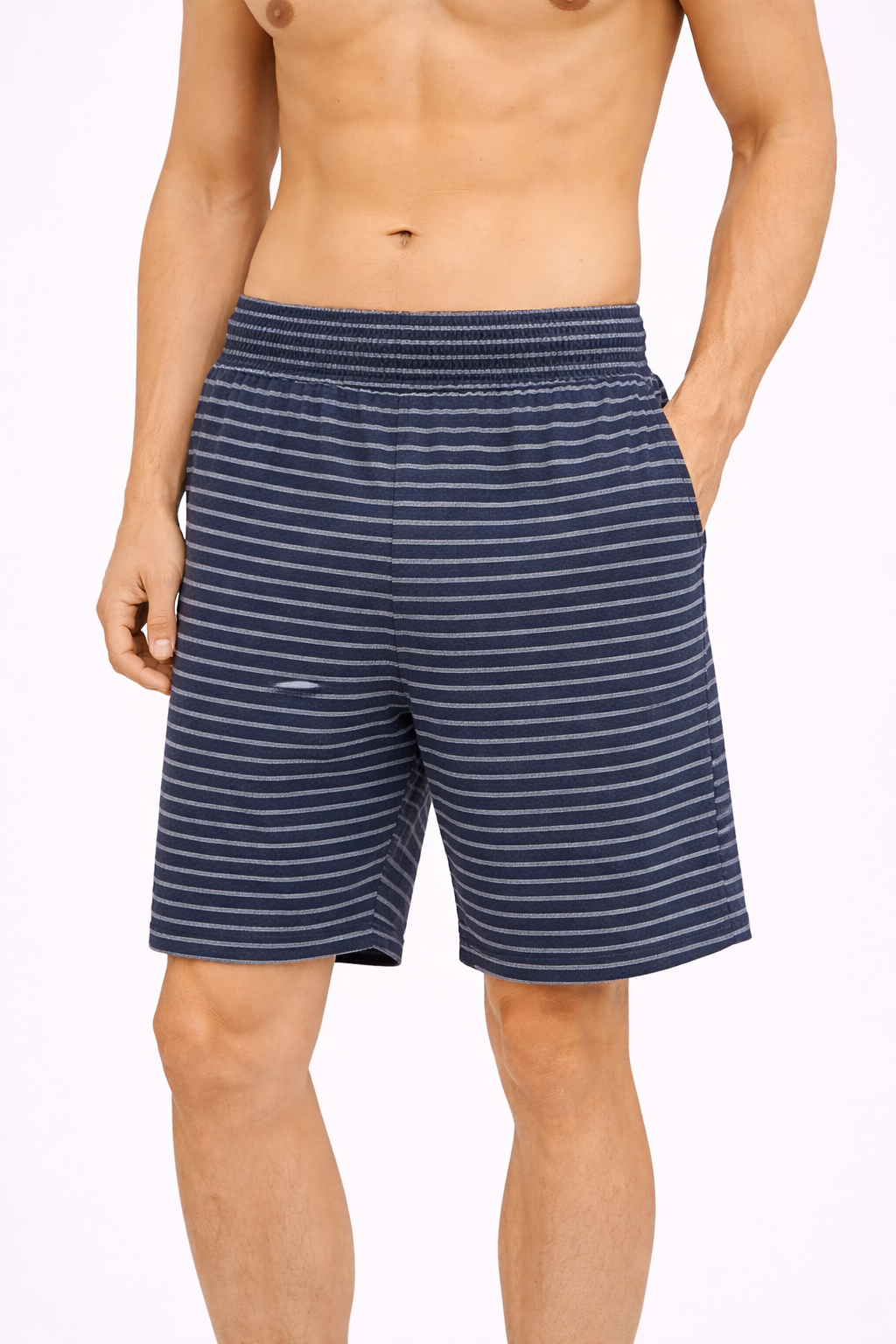 Navy Blue & Grey Striped Sleep Short
