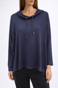 Blue Hooded Long-Sleeve Top