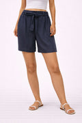 Navy Blue Linen Shorts