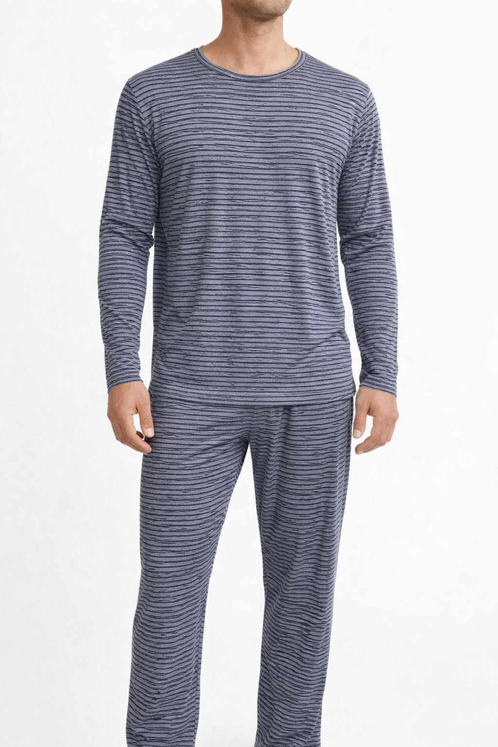 Navy & Grey striped Pajama Set