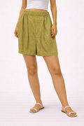 Olive Green Linen Shorts
