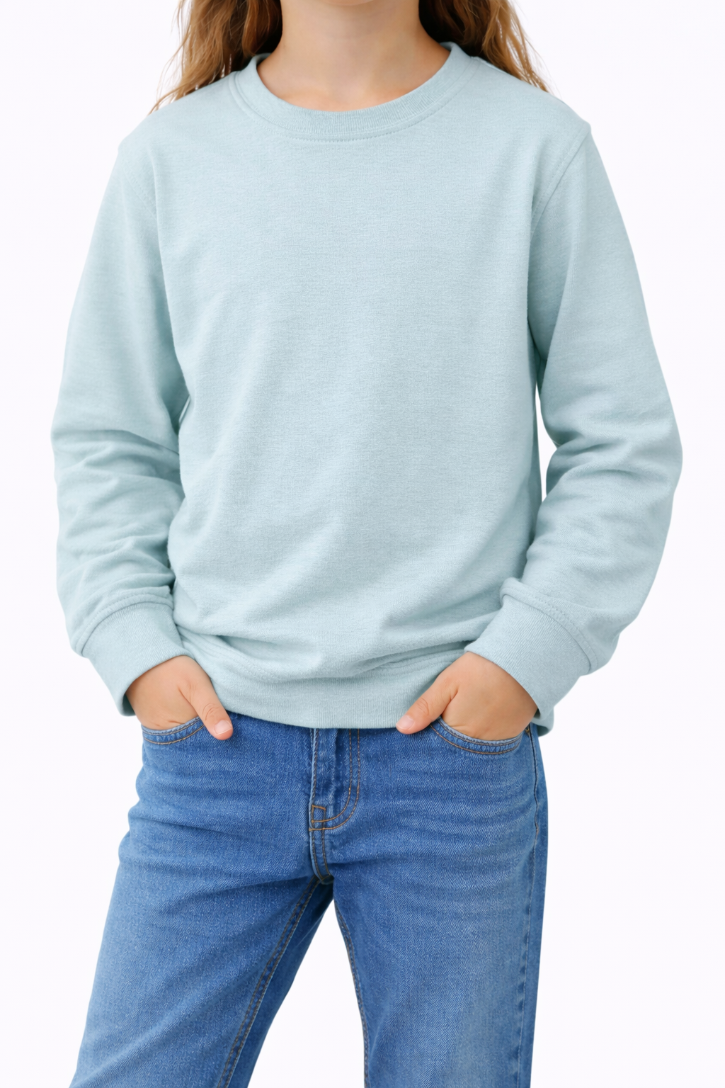 Girls Pastel Blue Long Sleeved Top