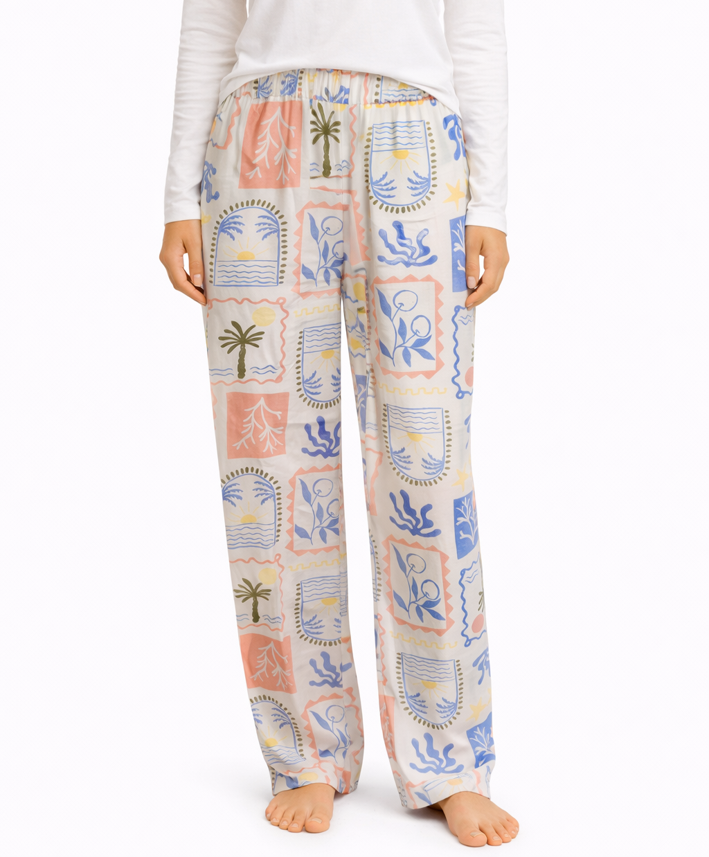 White Printed Winter PJ Pants