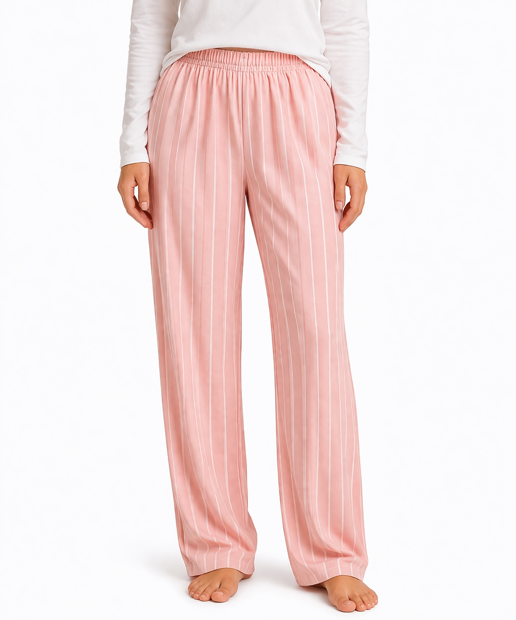 Pink & White Stripe Winter PJ Pants