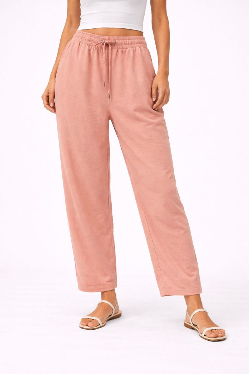Dusty Blush Pink Relaxed Fit Linen Pants